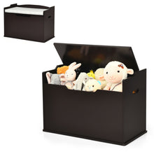 Load image into Gallery viewer, Kids Toy Wooden Flip-top Storage Box Chest Bench with Cushion Hinge-Brown