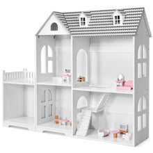 Load image into Gallery viewer, 2-Tier Dollhouse Bookcase with Sufficient Storage Space-Gray