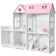 Load image into Gallery viewer, 2-Tier Dollhouse Bookcase with Sufficient Storage Space-Pink