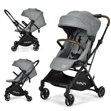 Load image into Gallery viewer, 2-in-1 Convertible Aluminum Baby Stroller with Adjustable Canopy-Gray