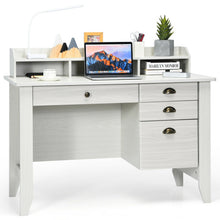 Load image into Gallery viewer, Vintage Computer Desk with Storage Shelves and 4 Drawers-White