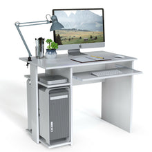 Load image into Gallery viewer, Compact Computer Desk with Slide-out Keyboard Tray and Storage Shelves-White