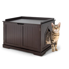 Load image into Gallery viewer, Cat Litter Box Enclosure with Double Doors for Large Cat and Kitty-Brown