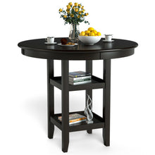 Load image into Gallery viewer, 36.5 Inch Counter Height Dining Table with 42 Inches Round Tabletop and 2-Tier Storage Shelf