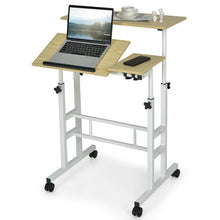 Load image into Gallery viewer, Mobile Standing up Desk Adjustable Computer Desk Tilting Workstation-Natural