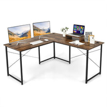 Load image into Gallery viewer, 95 Inch 2-Person L-Shaped Long Reversible Computer Desk with Monitor Stand-Rustic Brown