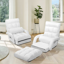 Load image into Gallery viewer, Folding Lazy Floor Chair Sofa with Armrests and Pillow-White
