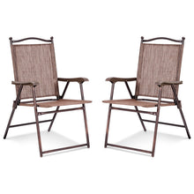 Load image into Gallery viewer, Set of 2 Patio Folding Sling Back Camping Deck Chairs-Coffee