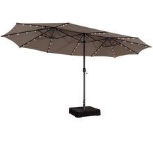 Load image into Gallery viewer, 15 Feet Double-Sided Patio Umbrella with 48 LED Lights-Brown