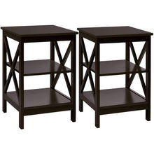 Load image into Gallery viewer, Nightstand 3-Tier X-Design with Storage Shelves-Espresso