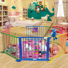 Load image into Gallery viewer, Baby Playpen 8 Panel Colors Wooden Frame Playard