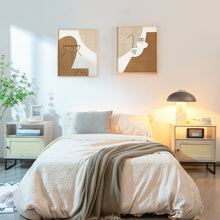 Load image into Gallery viewer, 2 Pieces Wooden Side End Table with Cabinet and Rattan Decorated Door-Natural