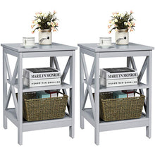 Load image into Gallery viewer, 3-Tier X-Design Nightstands with Storage Shelves for Living Room Bedroom-Gray