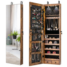 Load image into Gallery viewer, Wall and Door Mounted Mirrored Jewelry Cabinet with Lights-Rustic Brown