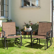 Load image into Gallery viewer, Double Swing Glider Rocker Chair set with Glass Table-Brown