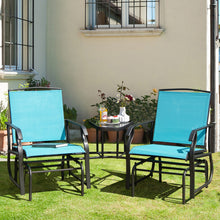 Load image into Gallery viewer, Double Swing Glider Rocker Chair set with Glass Table-Turquoise