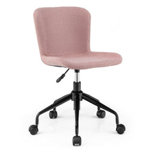 Load image into Gallery viewer, Mid Back Armless Office Chair Adjustable Swivel Linen Task Chair-Pink