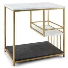 Load image into Gallery viewer, 3-Tier Sofa Side Table with Golden Polished Steel Frame and Open Storage Shelf-Golden