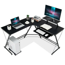 Load image into Gallery viewer, L Shaped Computer Desk Home Office Workstation with Movable Monitor Stand-Black