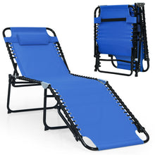 Load image into Gallery viewer, Foldable Recline Lounge Chair with Adjustable Backrest and Footrest-Blue