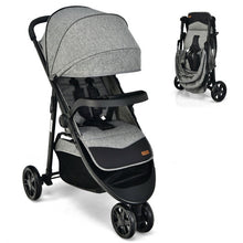 Load image into Gallery viewer, Baby Jogging Stroller with Adjustable Canopy for Newborn-Gray