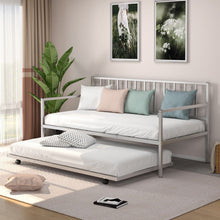 Load image into Gallery viewer, Twin Metal Daybed Sofa Bed Set with Roll Out Trundle-Silver
