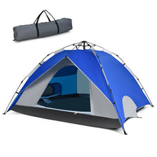 Load image into Gallery viewer, 2-in-1 4 Person Instant Pop-up Waterproof Camping Tent-Blue