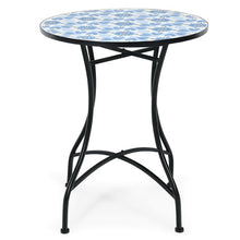 Load image into Gallery viewer, 28.5 Inch Patio Mosaic Bistro Round Table with Blue Floral Pattern