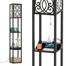 Load image into Gallery viewer, Modern Standing Shelf Lamp with 1 Power Outlet and 2 USB Ports