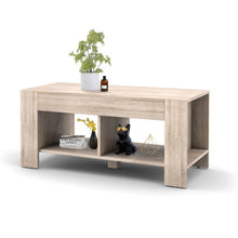 Load image into Gallery viewer, 2-Tier Wood Coffee Table Sofa Side Table with Storage Shelf-Natural