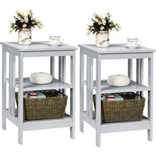 Load image into Gallery viewer, Set of 2 Multifunctional 3-Tier Nightstand Sofa Side Table with Reinforced Bars and Stable Structure -Gray