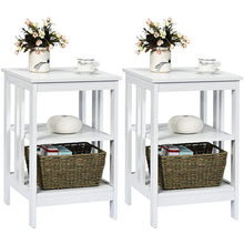 Load image into Gallery viewer, Set of 2 Multifunctional 3-Tier Nightstand Sofa Side Table with Reinforced Bars and Stable Structure -White