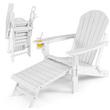 Load image into Gallery viewer, Patio All-Weather Folding Adirondack Chair with Pull-Out Ottoman-White
