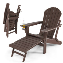 Load image into Gallery viewer, Patio All-Weather Folding Adirondack Chair with Pull-Out Ottoman-Brown