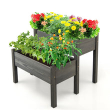 Load image into Gallery viewer, 2 Tier Wooden Raised Garden Bed with Legs Drain Holes-Gray