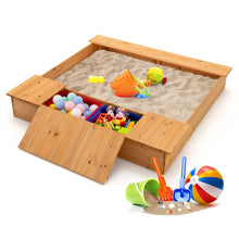 Load image into Gallery viewer, Kids Wooden Sandbox with Bench Seats and Storage Boxes