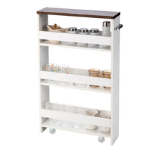 Load image into Gallery viewer, Rolling Kitchen Slim Storage Cart Mobile Shelving Organizer with Handle-White