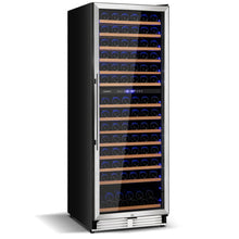 Load image into Gallery viewer, 154-Bottle Freestanding Wine Cooler Refrigerator Dual Zone Wine Cellar with Dual Temperature Control-Silver