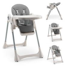 Load image into Gallery viewer, Baby Folding High Chair Dining Chair with Adjustable Height and Footrest-Gray