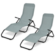 Load image into Gallery viewer, 2 Pieces Folding Portable Patio Chaise Lounger with Rocking Design-Light Green