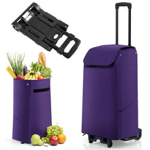 Load image into Gallery viewer, Folding Shopping Cart with 38 L Removable Waterproof Bag-Purple