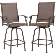 Load image into Gallery viewer, 2 Pieces Patio 360 Rotation Swivel Bar Stool Set-Brown