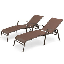 Load image into Gallery viewer, 2 Pieces Patio Folding Chaise Lounge Chair Set with Adjustable Back-Brown