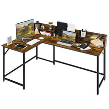 Load image into Gallery viewer, 5.5 Inch L-shaped Computer Desk with Bookshelf-Rustic Brown