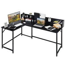 Load image into Gallery viewer, 5.5 Inch L-shaped Computer Desk with Bookshelf-Black