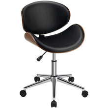 Load image into Gallery viewer, Adjustable Leather Office Chair Swivel Bentwood Desk Chair with Curved Seat-Black