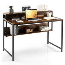 Load image into Gallery viewer, 48 Inch Computer Desk Home Office Table with Monitor Stand Storage Shelf