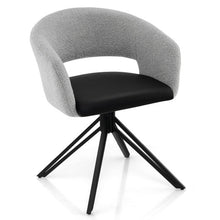 Load image into Gallery viewer, Modern Swivel Accent Chair Armchair with Sherpa Covered Back PU Seat and Steel Legs-Black
