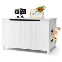 Load image into Gallery viewer, Wooden Cat Litter Box Enclosure with Top Opening Side Table Furniture-White