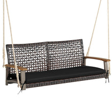Load image into Gallery viewer, 2-Person Rattan Hanging Porch Swing Chair-Black